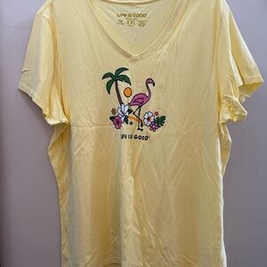 NWOT Life Is Good Women's Cream V-Neck T-Shirt XXL